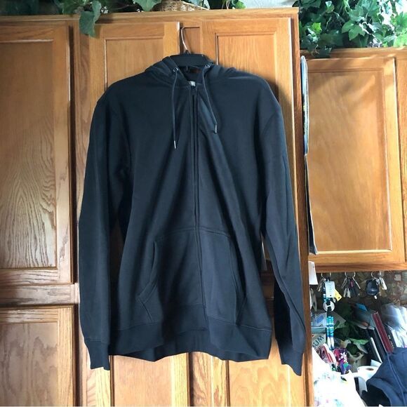 NWT Swet Tailor Stretch Fleece Zip Hooded Jacket Black - L - Picture 1 of 9